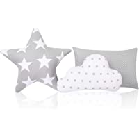 Los mejores  - Amilian Juego de 3 cojines: estrella y nube- cojín decorativo para habitación de los niños- cojín de estrellas con…